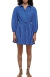 Derek Lam 10 Crosby Arbi Long Sleeve Fit & Flare Shirtdress In Cobalt Multi