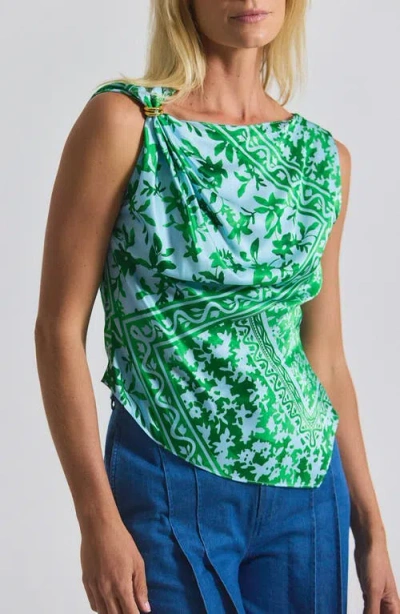 DEREK LAM 10 CROSBY DEREK LAM 10 CROSBY ARIEL TILE PRINT ASYMMETRIC SLEEVELESS TOP