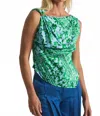 Derek Lam 10 Crosby Ariel Tile Print Embellished Asymmetrical Top In Multi