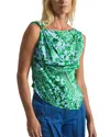 Derek Lam 10 Crosby Ariel Tile Print Embellished Asymmetrical Top In Green