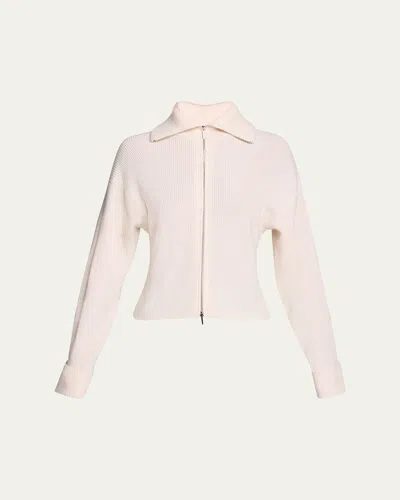 Derek Lam 10 Crosby Armanda Zip-front Wool Sweater In Blanc De Blanc