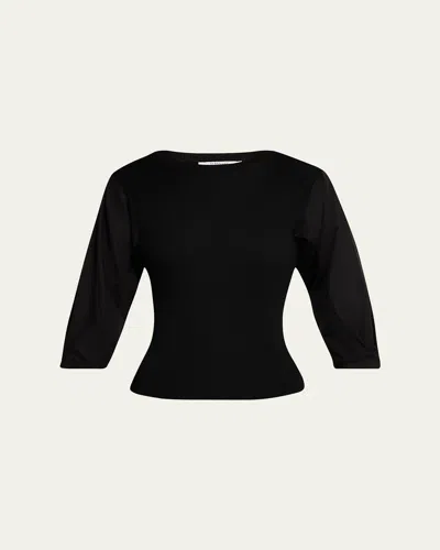 Derek Lam 10 Crosby Arnaldo Mixed Media Tee In Black