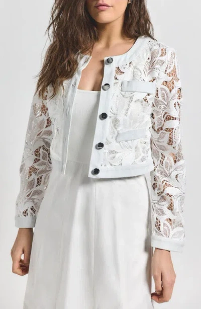 Derek Lam 10 Crosby Ashley Rigid Lace Jacket In Ice