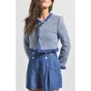 Derek Lam 10 Crosby Asuka Fringe Detail Cotton Blend Tweed Crop Jacket In Indigo Multi