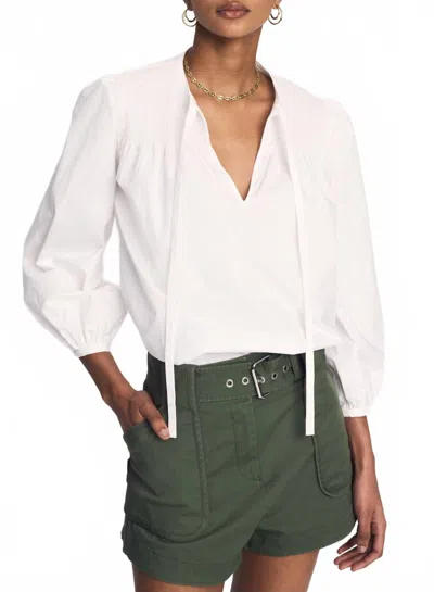 Derek Lam 10 Crosby Austin Smocked Top Blouse In Optic White