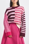 Derek Lam 10 Crosby Avalon Mixed Stripe Wool Blend Crewneck Sweater In Multi