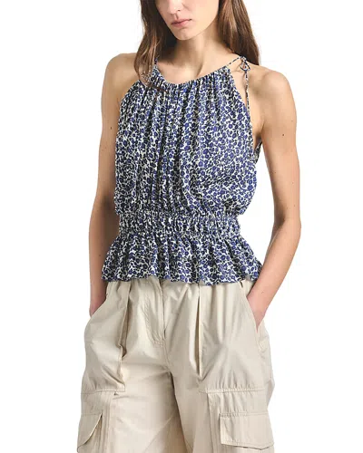 Derek Lam 10 Crosby Avery Smocked Sleeveless Top In Blue