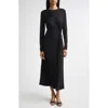Derek Lam 10 Crosby Avise Long Sleeve Twist Detail Jersey Midi Dress In Black