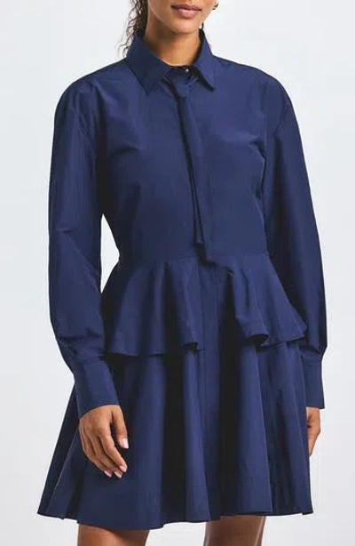 Derek Lam 10 Crosby Azure Woven Peplum Shirt In Blue