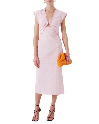 Derek Lam 10 Crosby Barbara Twist Midi Dress In Pale Lilac/white