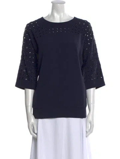 Pre-owned Derek Lam 10 Crosby Bateau Neckline Three-quarter Sleeve Sweatshirt W/ Tags In Blue