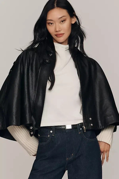 Derek Lam 10 Crosby Beatrix Coated Twill Cape Jacket In Black