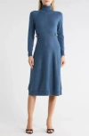Derek Lam 10 Crosby Becky Long Sleeve Turtleneck Wool Sweater Dress In Blue