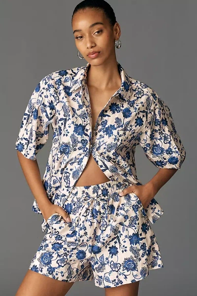 Derek Lam 10 Crosby Belen Printed Shorts In Blue