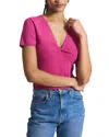 Derek Lam 10 Crosby Belle Short Sleeve Twist Front Sweater In Pink