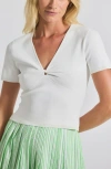 Derek Lam 10 Crosby Belle Short Sleeve Sweater In White