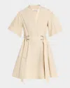 Derek Lam 10 Crosby Bennett Balloon-sleeve Belted Dress In Safari