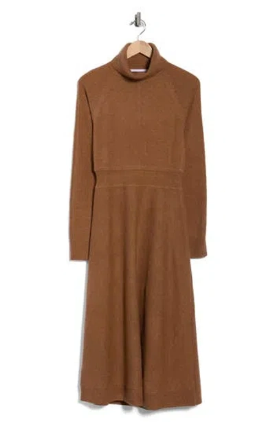 Derek Lam 10 Crosby Bethany Long Sleeve Wool Turtleneck Sweater Dress In Brown
