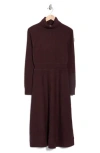 Derek Lam 10 Crosby Bethany Long Sleeve Wool Turtleneck Sweater Dress In Burgundy
