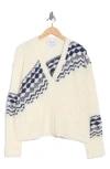 Derek Lam 10 Crosby Bette Fair Isle Cardigan In White