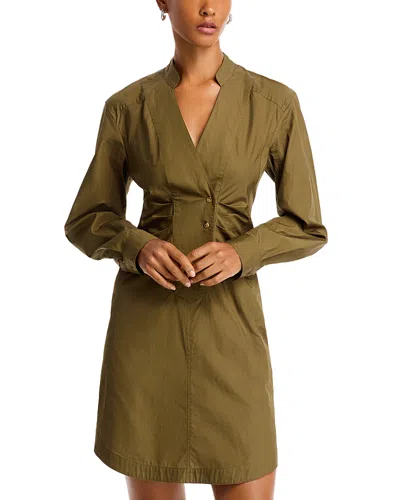 Derek Lam 10 Crosby Beverly Long Sleeve Shirtdress In Fatigue