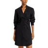 Derek Lam 10 Crosby Beverly Womens Poplin Ruched Shirtdress In Black