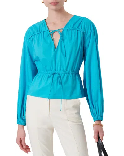 Derek Lam 10 Crosby Breanna Gathered Top In Blue