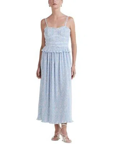 Pre-owned Derek Lam 10 Crosby Brisha Pleated Cami Maxi Dress Women's In Blue/ivory