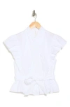 Derek Lam 10 Crosby Brynn Cotton Wrap Peplum Top In White