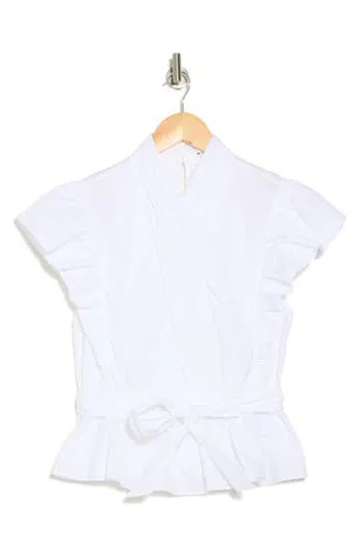 Derek Lam 10 Crosby Brynn Cotton Wrap Peplum Top In White
