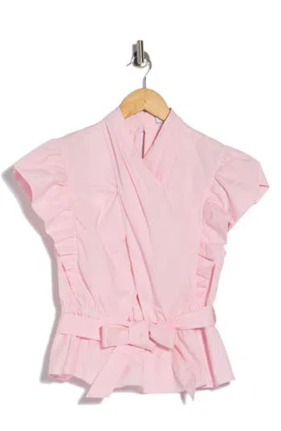 Derek Lam 10 Crosby Brynn Cotton Wrap Peplum Top In White