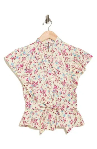 Derek Lam 10 Crosby Brynn Ruffle Wrap Top In Buttermilk Multi