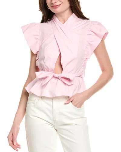 Derek Lam 10 Crosby Brynn Ruffle Wrap Top In Pink