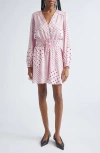 Derek Lam 10 Crosby Calanthe Print Long Sleeve Satin Dress In Pink