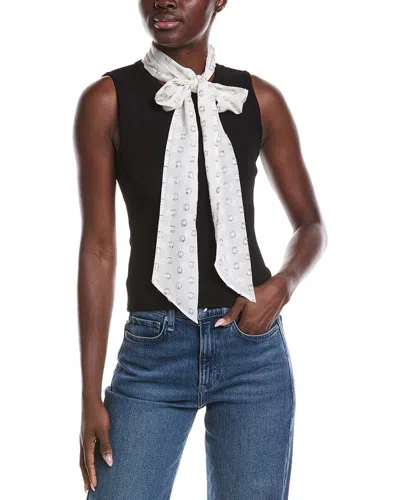 Derek Lam 10 Crosby Calista Mixed Media Tie Neck Sweater In Multi