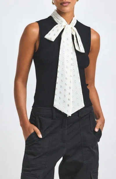 Derek Lam 10 Crosby Calista Tie Neck Sleeveless Top In Multi