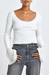 Derek Lam 10 Crosby Calliope Viscose Rib Ballet Neck Sweater In White