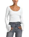 Derek Lam 10 Crosby Calliope Viscose Rib Ballet Neck Sweater In White