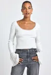 Derek Lam 10 Crosby Calliope Viscose Rib Ballet Neck Sweater In White