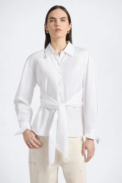 Derek Lam 10 Crosby Carmine Wrap Top In White