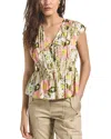 Derek Lam 10 Crosby Caroline Floral Double Tie Cotton Top In Multi