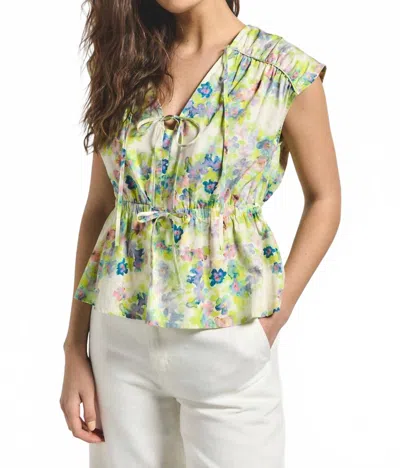 Derek Lam 10 Crosby Caroline Double Tie Top In Euphorbia Multi