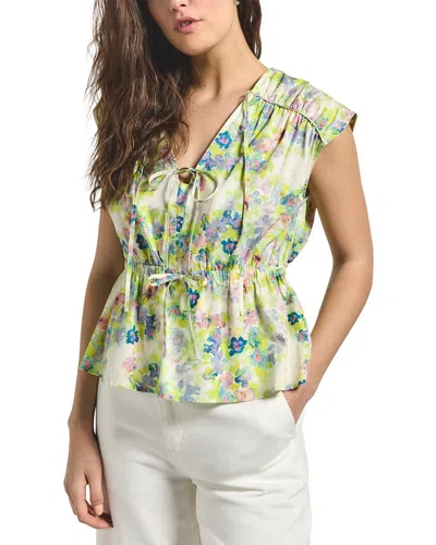 Derek Lam 10 Crosby Caroline Double Tie Top In Euphorbia Multi