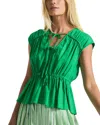 Derek Lam 10 Crosby Caroline Tie Front Top In Kelly Green
