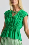 Derek Lam 10 Crosby Caroline Tie Front Top In Kelly Green In Green