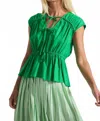 Derek Lam 10 Crosby Caroline Tie Front Top In Kelly Green In Green