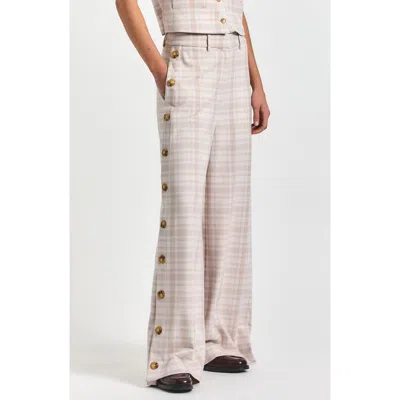 Derek Lam 10 Crosby Carter Button Wide Leg Pants In Neutral
