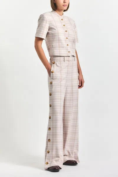 Derek Lam 10 Crosby Carter Wide Leg Button Trouser In Neutral