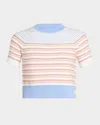 Derek Lam 10 Crosby Case Mixed Stripe Short Sleeve Sweater In Horizon Multi