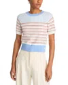 Derek Lam 10 Crosby Case Mixed Stripe Short Sleeve Sweater In Horizon Multi